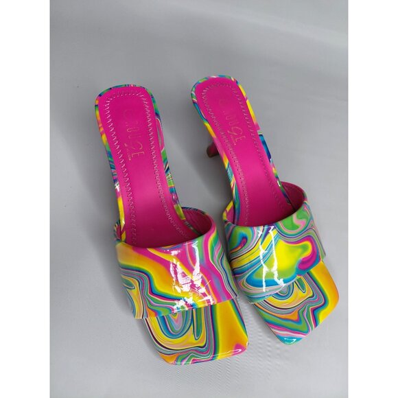 Rouge Helium Womens Multicolor Swirl Open-Toe Mules Size 10 - Picture 2 of 8